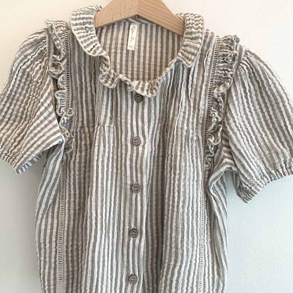 Rylee + Cru ~ Jenny Blouse ~ Olive Stripe ~ Size 6-7Y